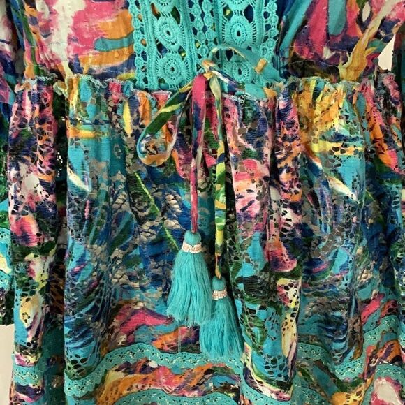 Anthropologie Kitsch & Pop Boho Lace Blouse Top Tassel Tie Women’s M/L - Picture 4 of 10